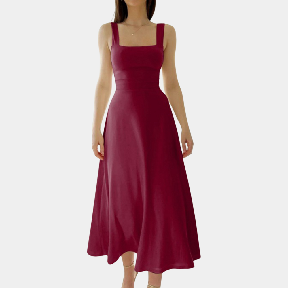 Elise | Elegante midi-jurk met vierkante hals voor dames