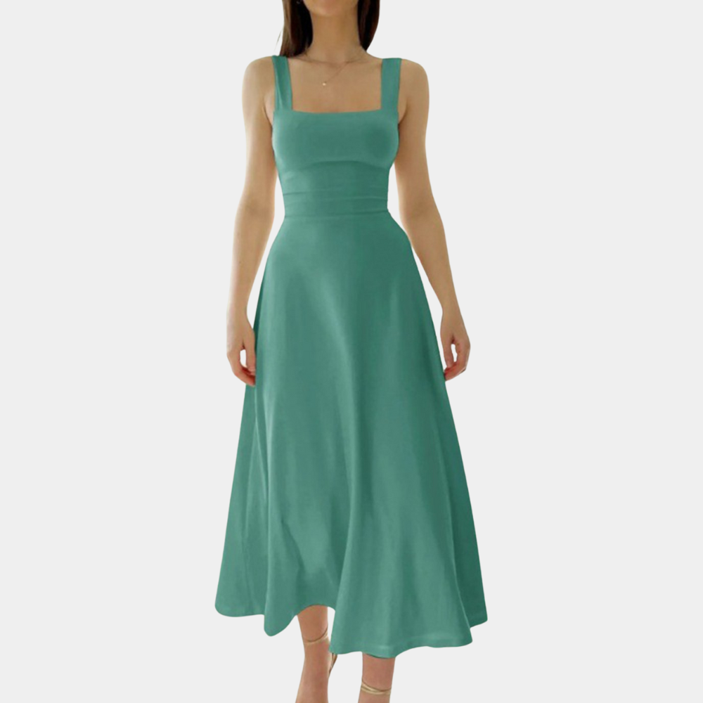 Elise | Elegante midi-jurk met vierkante hals voor dames