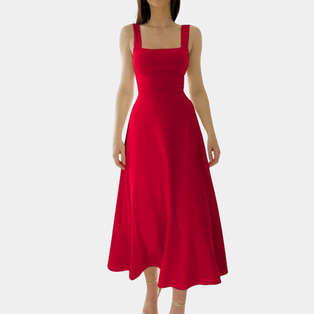 Elise | Elegante midi-jurk met vierkante hals voor dames