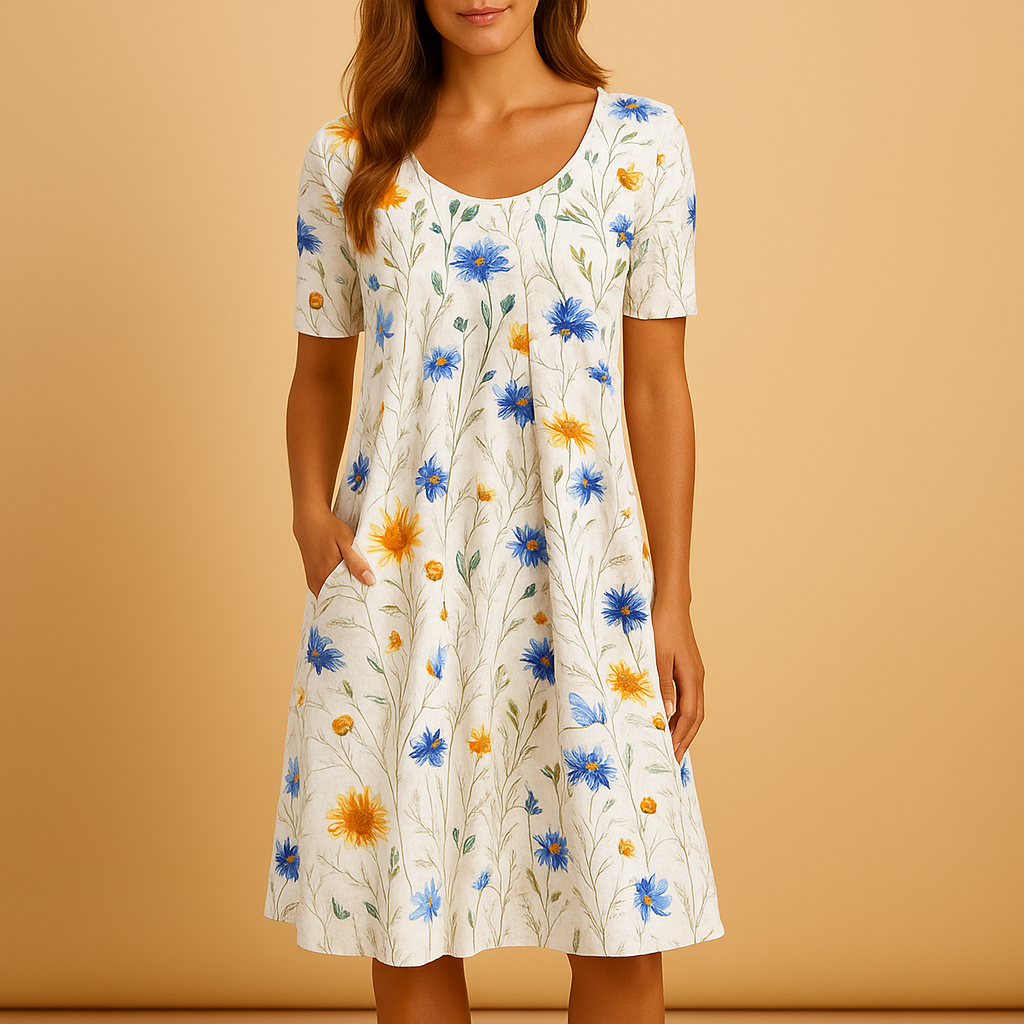 Elegante midi-jurk voor dames met flatterende pasvorm, ademend materiaal en tijdloos ontwerp voor elke gelegenheid.