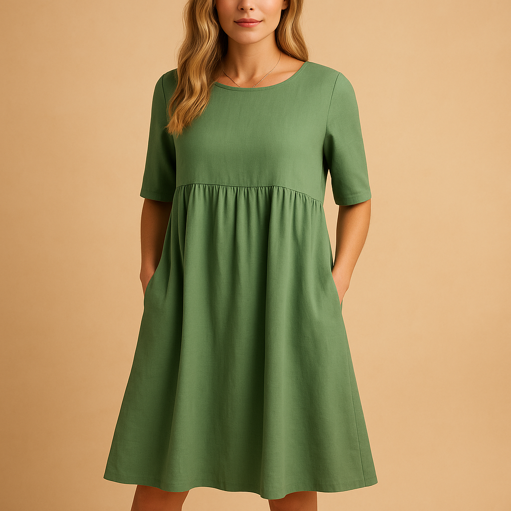 Dames vintage midi-jurk met flatterend retro silhouet, ideaal voor tuinfeesten en casual elegante gelegenheden