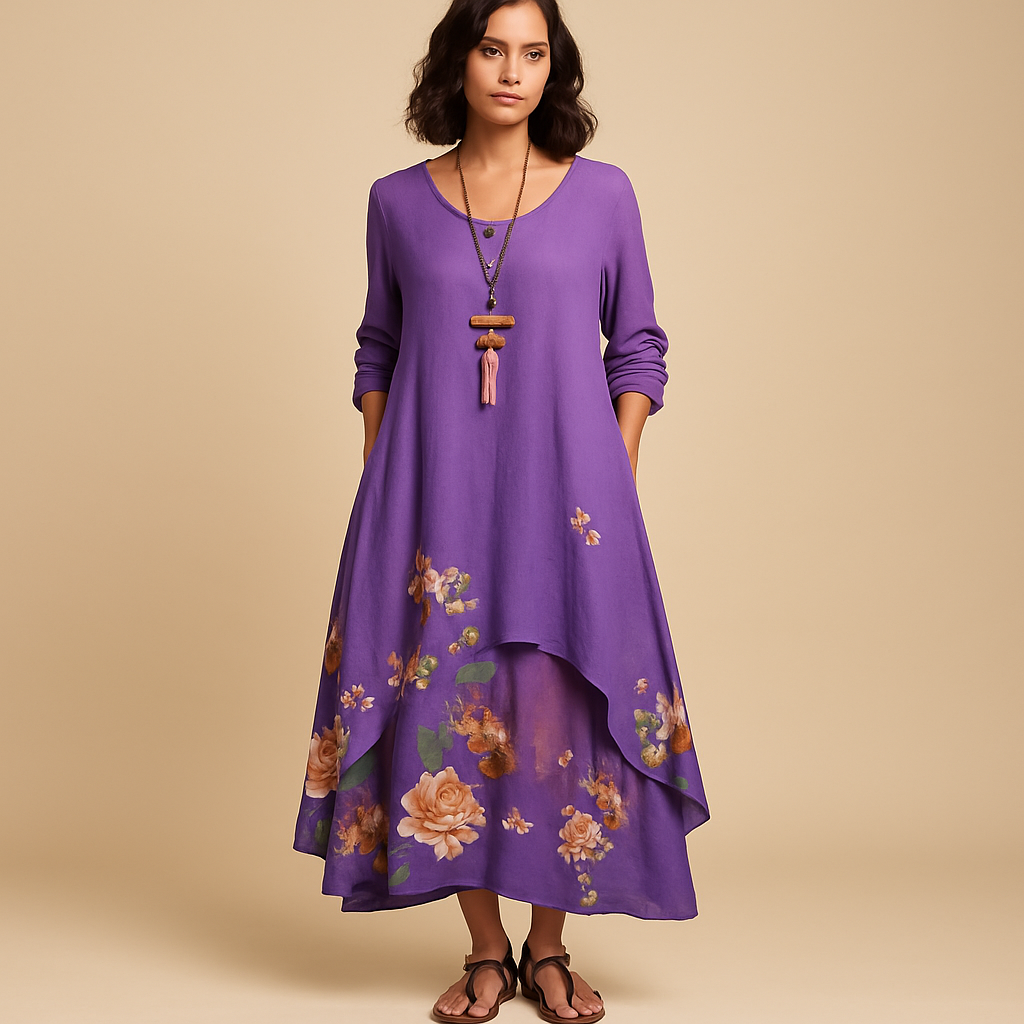 Ademend katoenen A-lijn jurk voor dames in duurzaam materiaal met flatterende pasvorm, geschikt voor elk seizoen en elke gelegenheid.