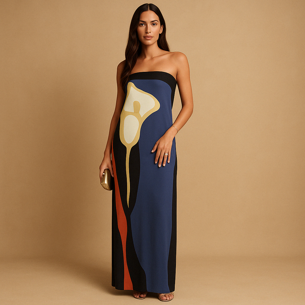 Vrouwelijke bedrukte zomerjurk voor dames met flatterende pasvorm en luchtige snit, ideaal voor zonnige vakanties, tuinfeestjes of casual uitstapjes