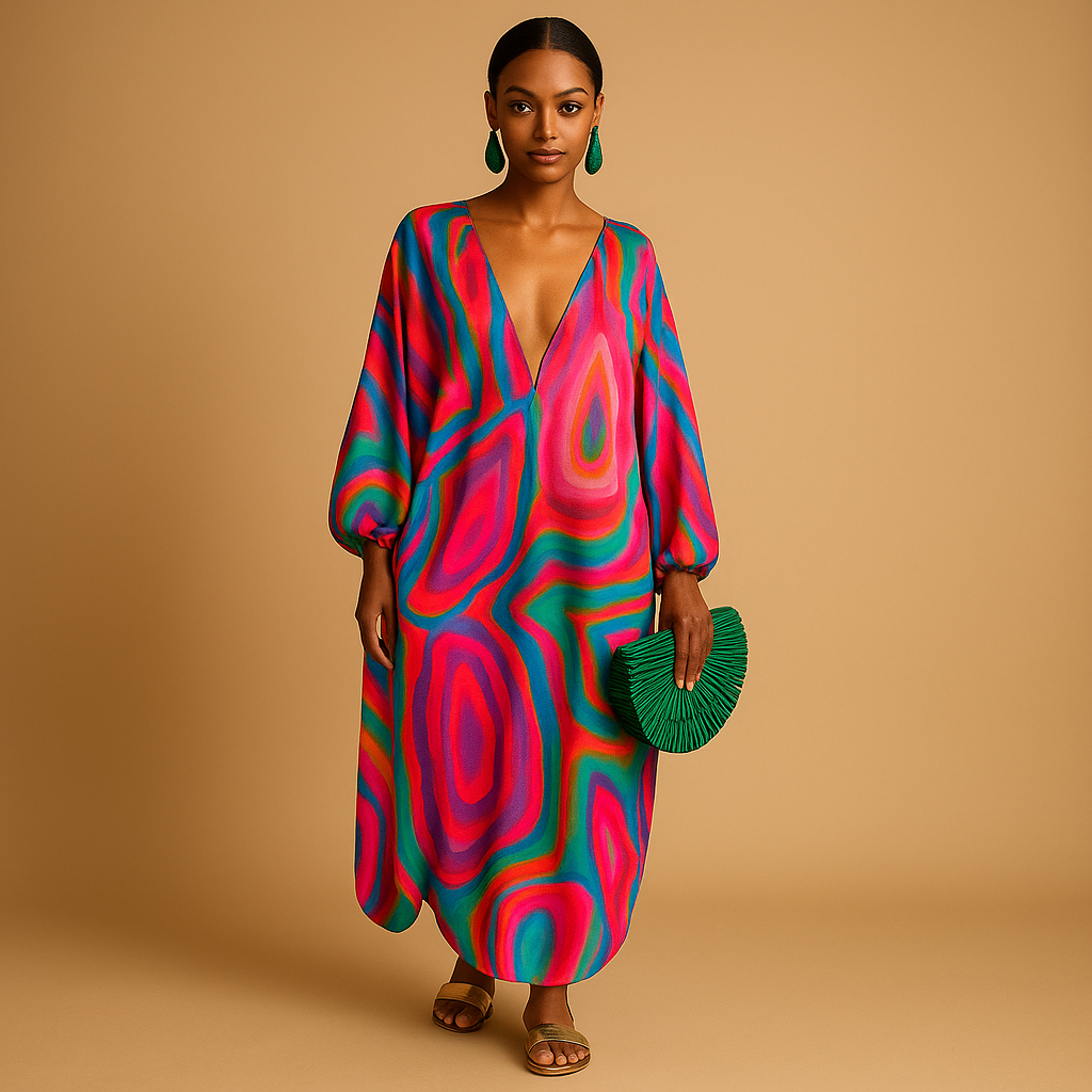 Boho maxi-jurk voor dames in lichte stof, ideaal voor zomerse dagen, festivals en stranduitjes