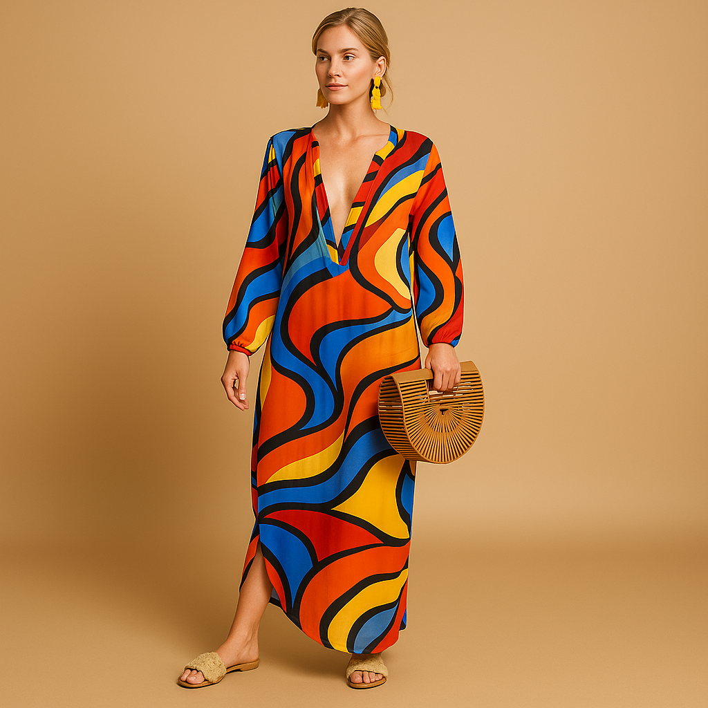 Boho maxi-jurk voor dames in lichte stof, ideaal voor zomerse dagen, festivals en stranduitjes