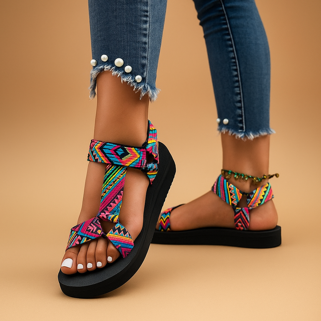 Boho sandalen voor dames met touwdesign en platte zool, ideaal voor zomerse dagen op het strand of casual outfits.