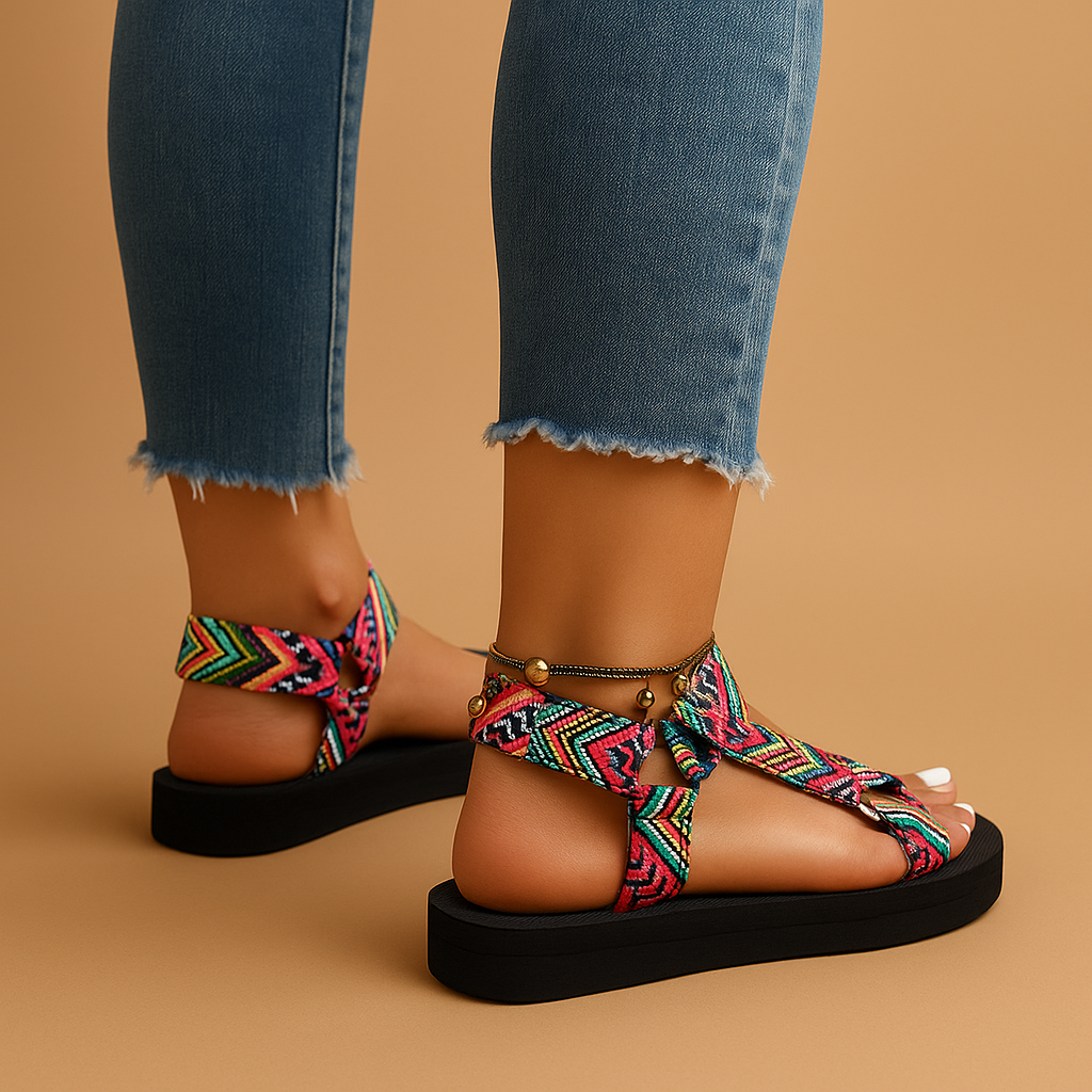 Boho sandalen voor dames met touwdesign en platte zool, ideaal voor zomerse dagen op het strand of casual outfits.