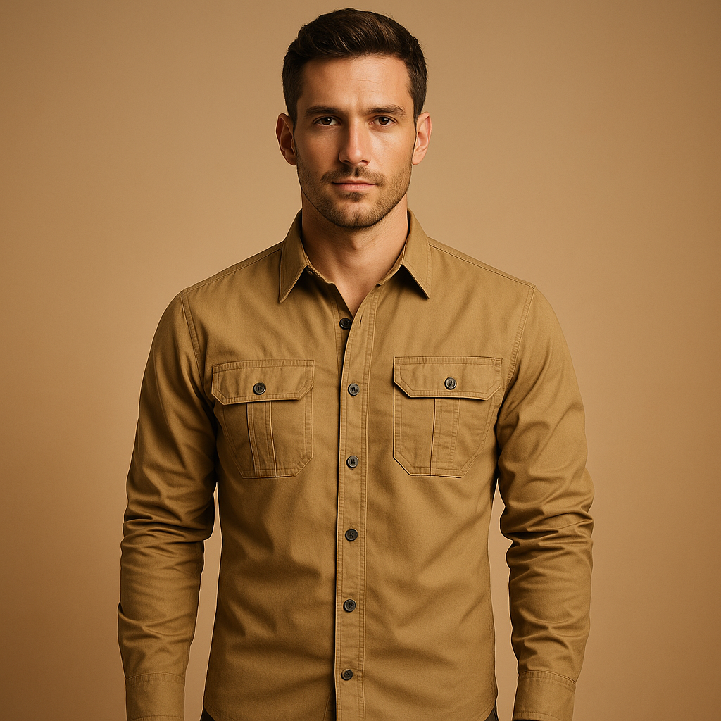 Heren cargo overhemd van ademend katoen met meerdere zakken en relaxte pasvorm, ideaal voor casual en outdoor outfits.
