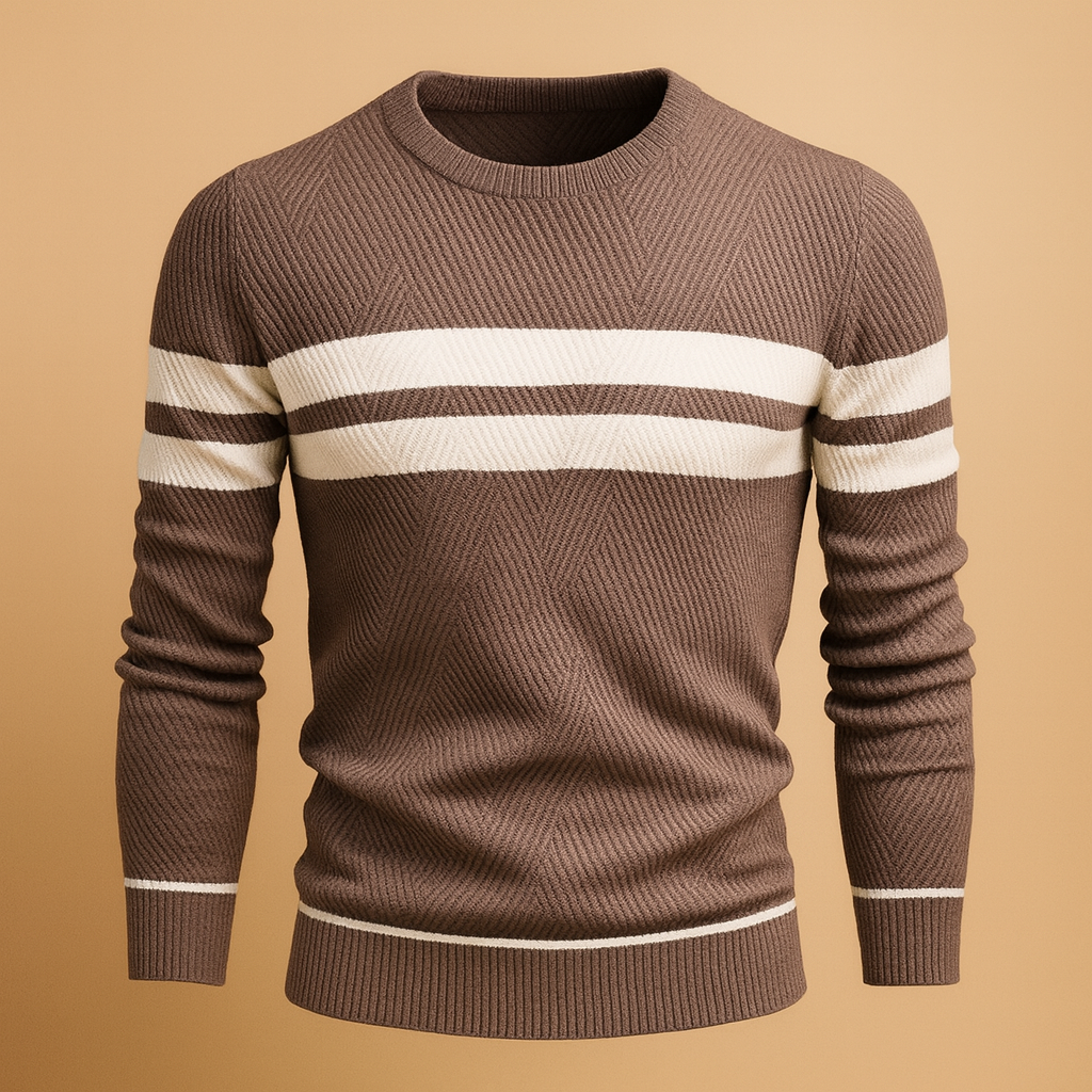 Casual heren trui met ronde hals, gemaakt van zachte katoenmix. Perfect voor frisse dagen in de herfst en winter, eenvoudig te combineren met elke outfit.