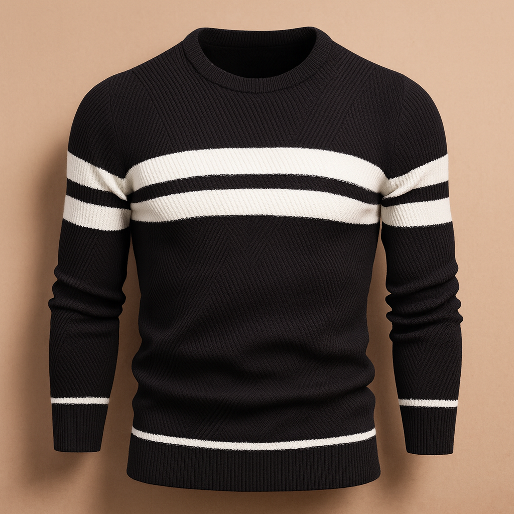 Casual heren trui met ronde hals, gemaakt van zachte katoenmix. Perfect voor frisse dagen in de herfst en winter, eenvoudig te combineren met elke outfit.
