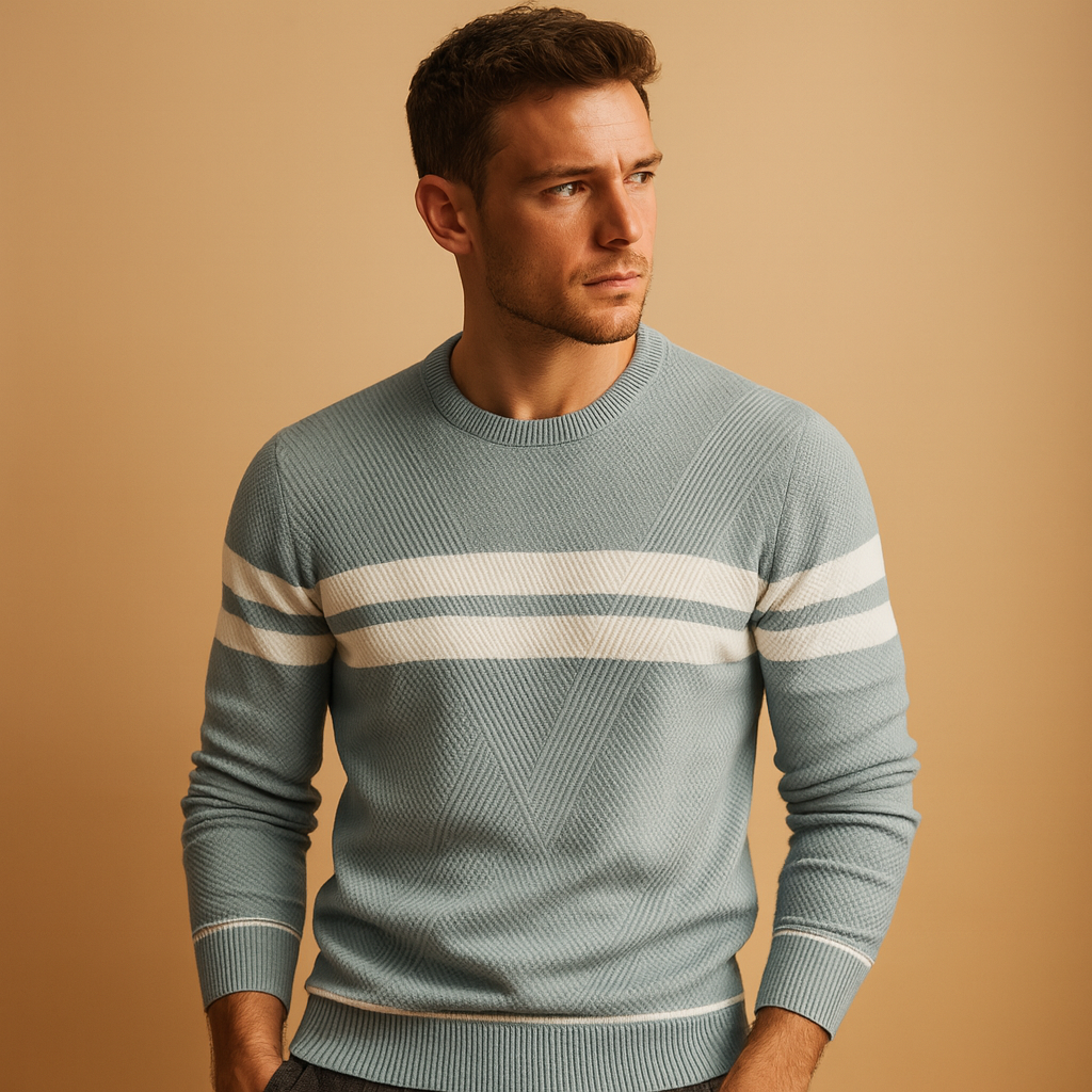 Casual heren trui met ronde hals, gemaakt van zachte katoenmix. Perfect voor frisse dagen in de herfst en winter, eenvoudig te combineren met elke outfit.