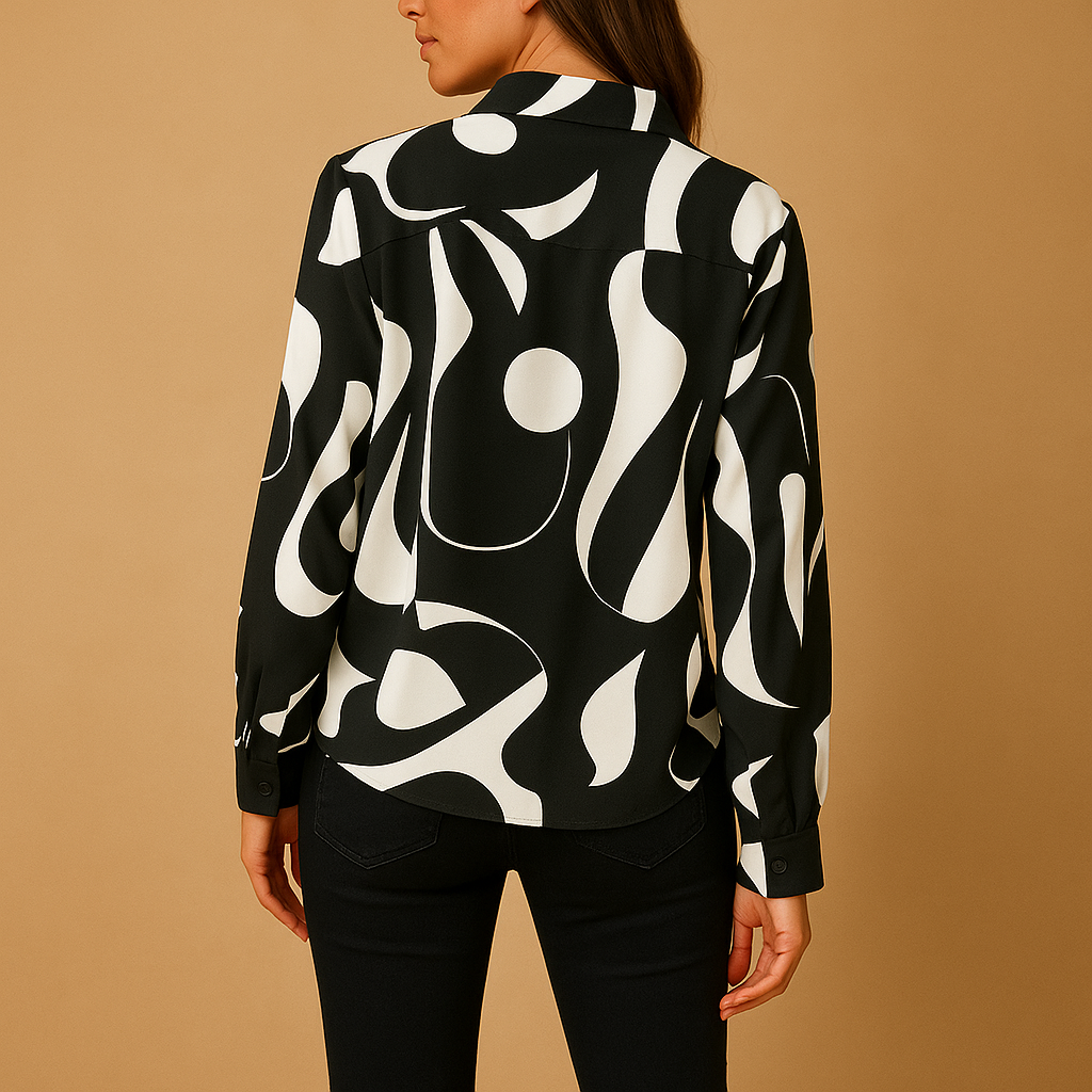 Dames blouse met elegante print en soepele pasvorm, ideaal voor zowel werk als alledaagse en formele gelegenheden