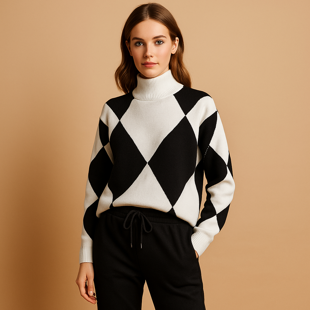 Comfortabel damespak met trui en joggingbroek in ademende stof, ideaal als huispak of casual outfit voor buiten.