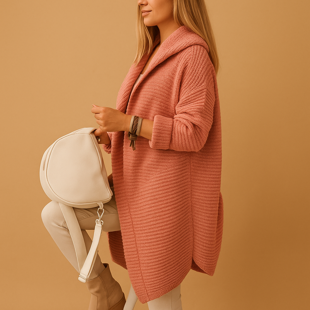Comfortabel damesvest met open voorkant, tijdloze pasvorm en zachte stof in beige, zwart, grijs en blauw – perfect voor elk seizoen.