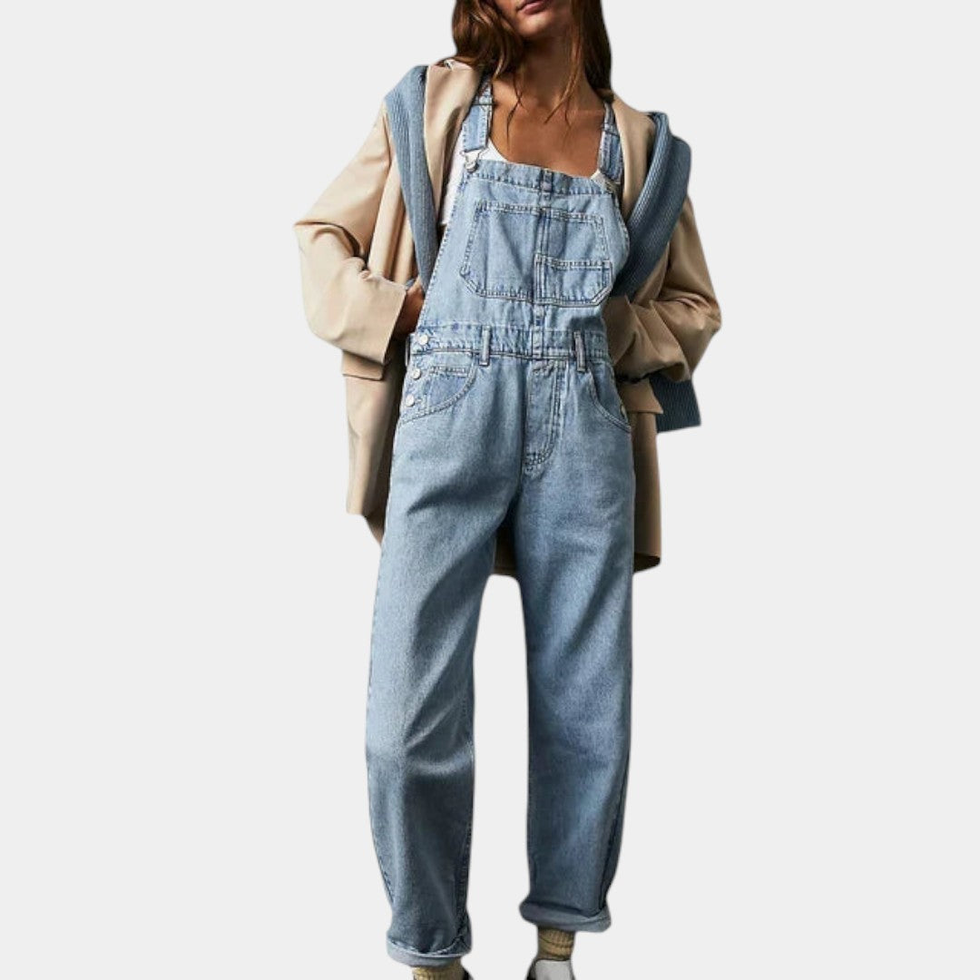 Denim salopette voor dames met relaxte pasvorm in donkerblauw, lichtblauw, zwart of wit – perfect voor casual en stijlvolle dagen