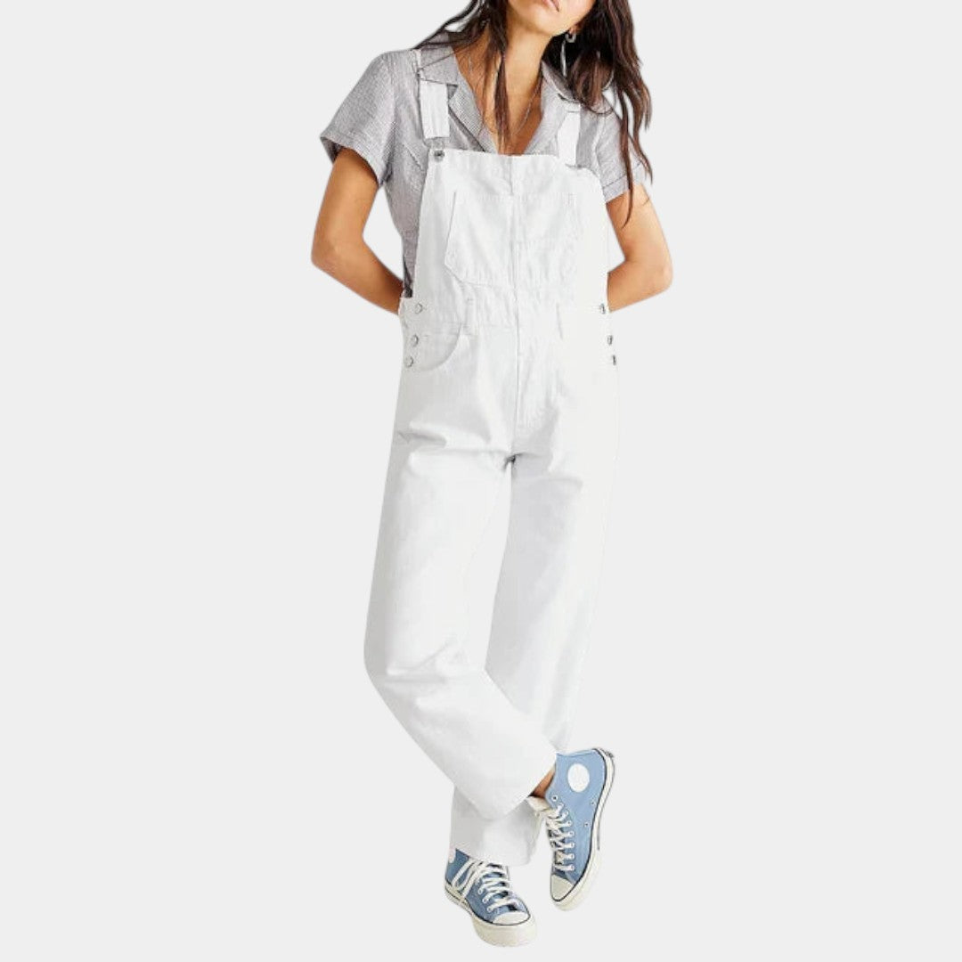 Denim salopette voor dames met relaxte pasvorm in donkerblauw, lichtblauw, zwart of wit – perfect voor casual en stijlvolle dagen