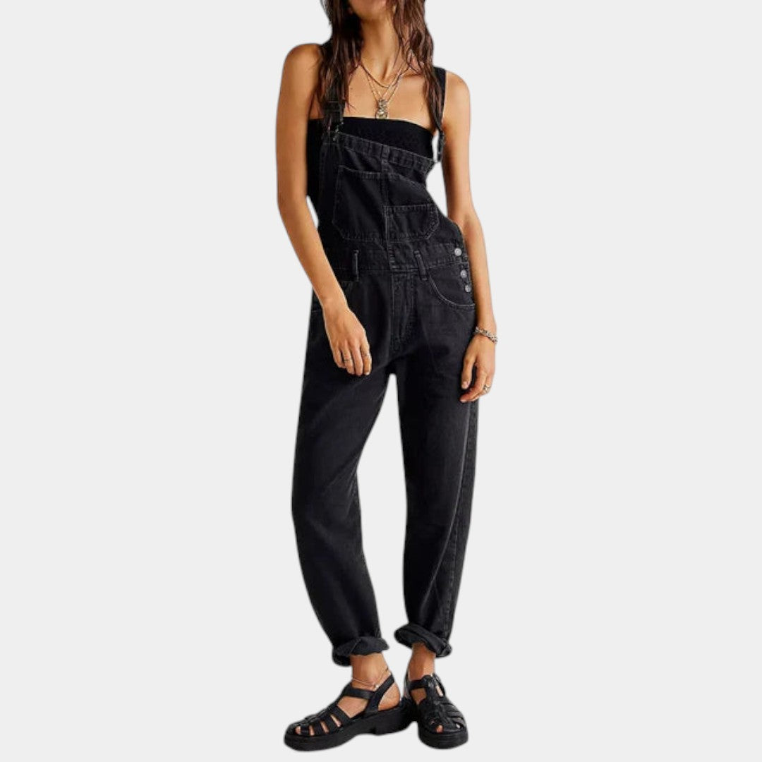 Denim salopette voor dames met relaxte pasvorm in donkerblauw, lichtblauw, zwart of wit – perfect voor casual en stijlvolle dagen