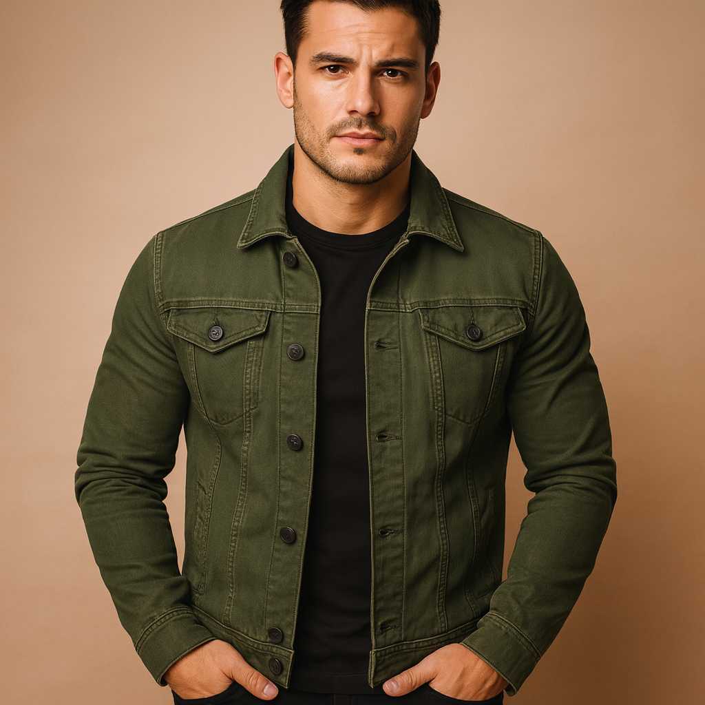 Stijlvol denim spijkerjack voor heren met borst- en zijzakken, ideaal voor dagelijks gebruik of frisse zomeravonden.