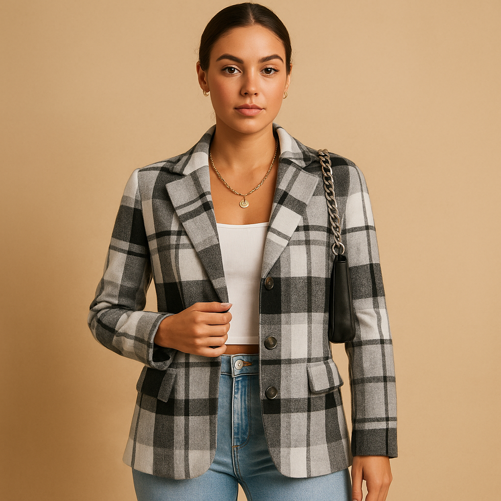 Elegante damesblazer met flatterende pasvorm en open voorkant, perfect voor casual en formele outfits in elk seizoen.