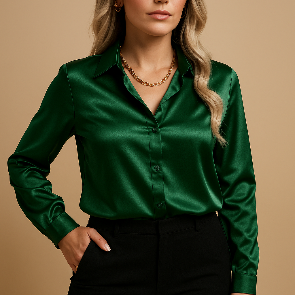 Tijdloze damesblouse met klassieke pasvorm en lichte stof, geschikt voor werk en dagelijkse gelegenheden