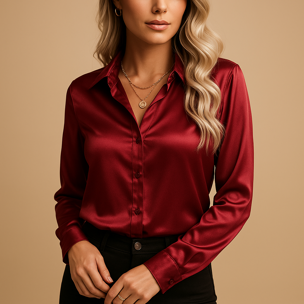 Tijdloze damesblouse met klassieke pasvorm en lichte stof, geschikt voor werk en dagelijkse gelegenheden