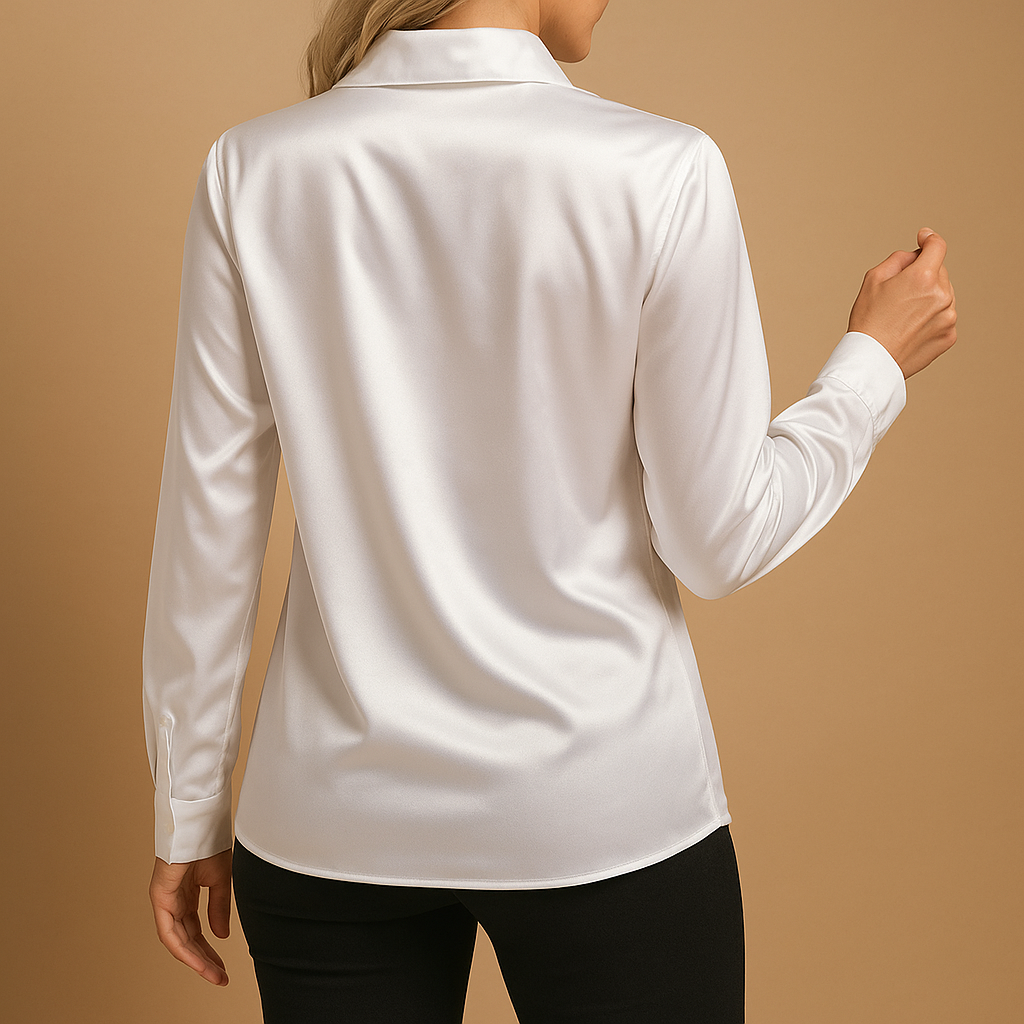 Tijdloze damesblouse met klassieke pasvorm en lichte stof, geschikt voor werk en dagelijkse gelegenheden