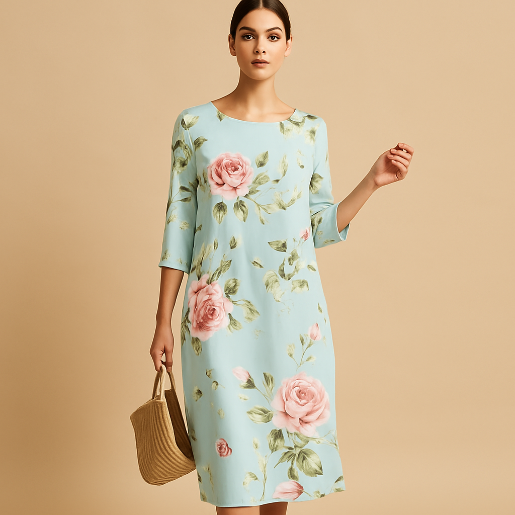 Elegante flowy midi-jurk voor dames, gemaakt van lichtgewicht stof, geschikt voor alle seizoenen en gelegenheden.