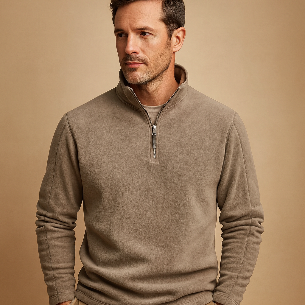 Fleece pullover voor heren met halve rits, zachte stof en comfortabele pasvorm. Ideaal voor koude dagen, casual gebruik en outdoor activiteiten.