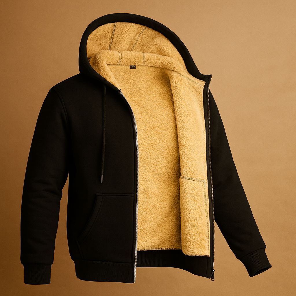 Warme fleece heren trui met bontvoering, comfortabele pasvorm en tijdloos design. Ideaal voor koude dagen, zowel casual als semi-formeel te dragen.