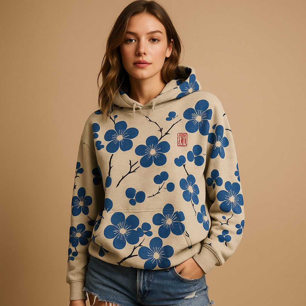 Gebloemde hoodie trui voor dames met levendige bloemenprint en capuchon, ideaal voor casual en comfortabele looks.