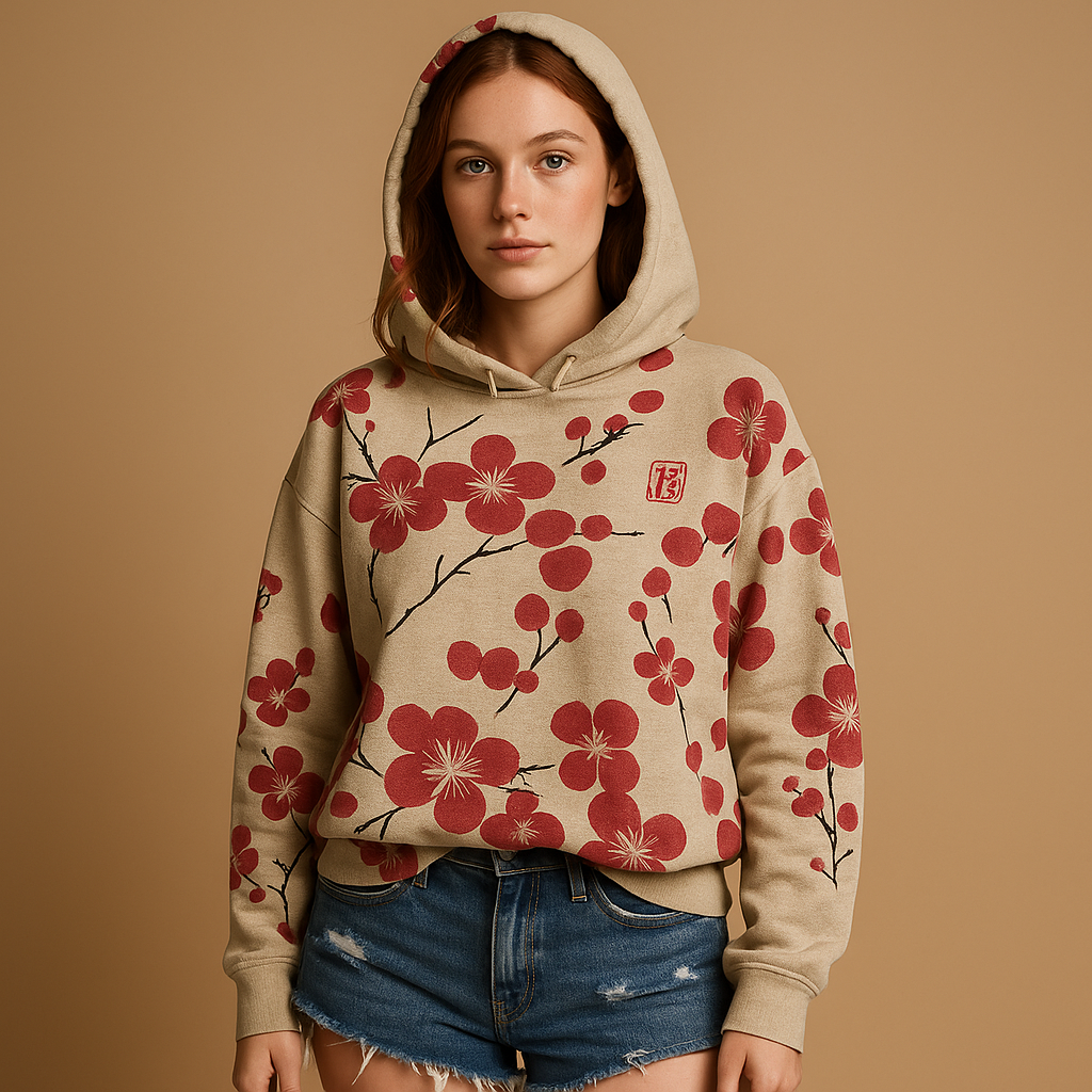 Gebloemde hoodie trui voor dames met levendige bloemenprint en capuchon, ideaal voor casual en comfortabele looks.