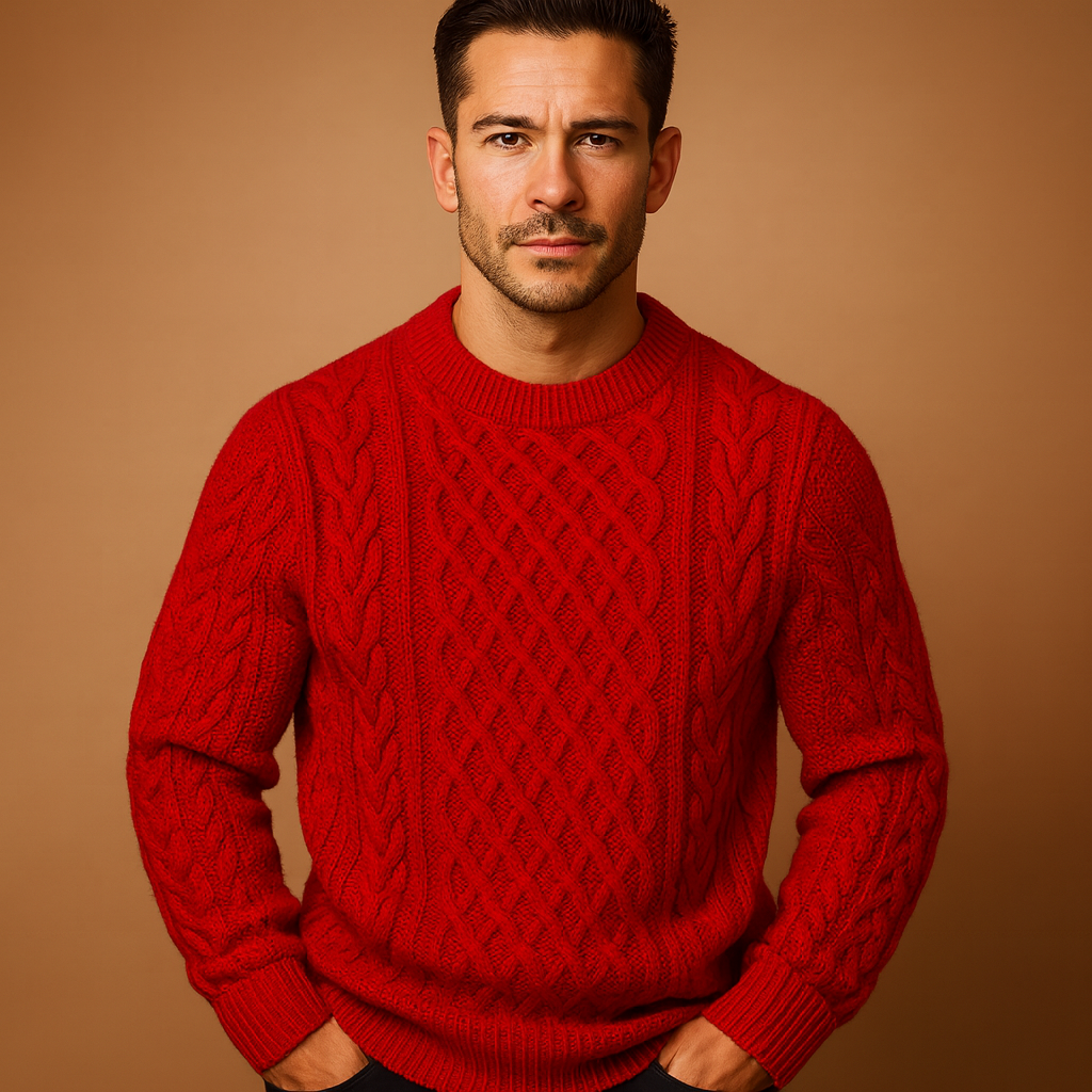 Gebreide wintertrui voor heren met ronde hals en losse pasvorm, ideaal voor koude dagen. Tijdloos ontwerp voor dagelijks gebruik en casual outfits.