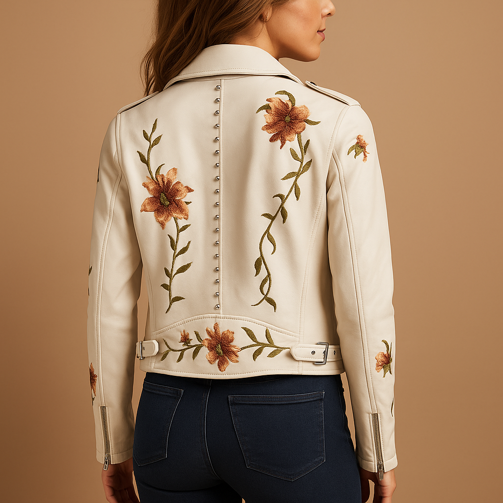 Getailleerd leren jack met ritszakken voor dames in zwart of bruin. Duurzaam, stijlvol en perfect voor zowel casual als chique looks.