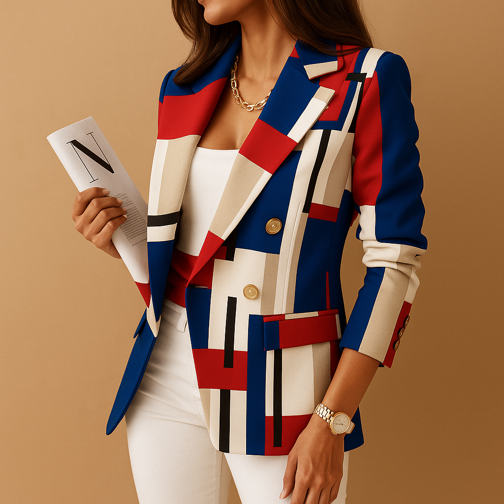 Dames blazer met getailleerde pasvorm, elegante afwerking en praktische zakken voor een stijlvolle professionele look.