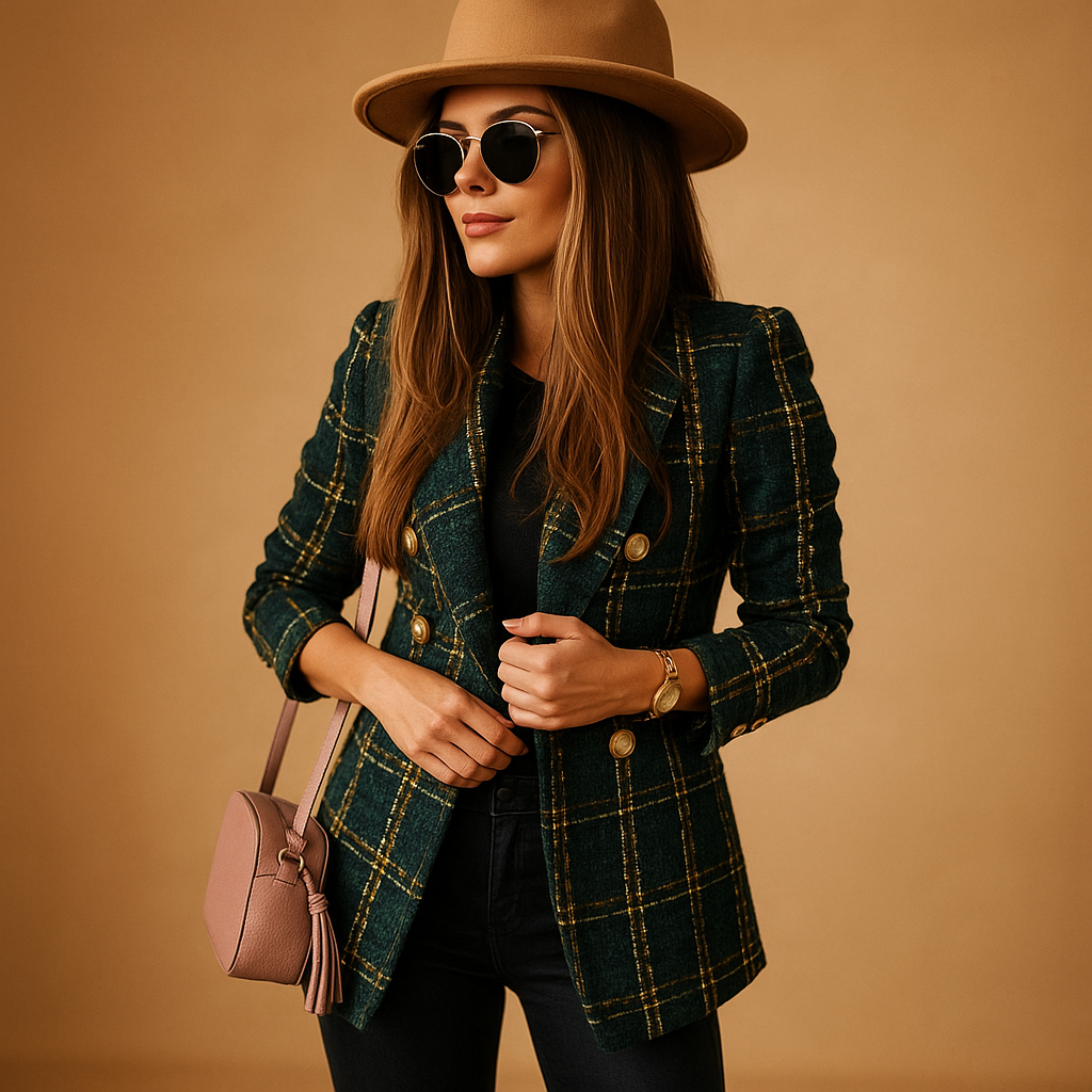 Elegante getailleerde damesblazer van hoogwaardige stofmix, perfect voor kantoor, formele afspraken en casual chique stijlen.