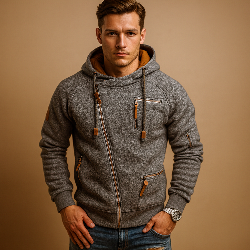 Heren vest met capuchon en praktische zakken, ideaal voor casual en semi-formele looks tijdens de herfst en winter.