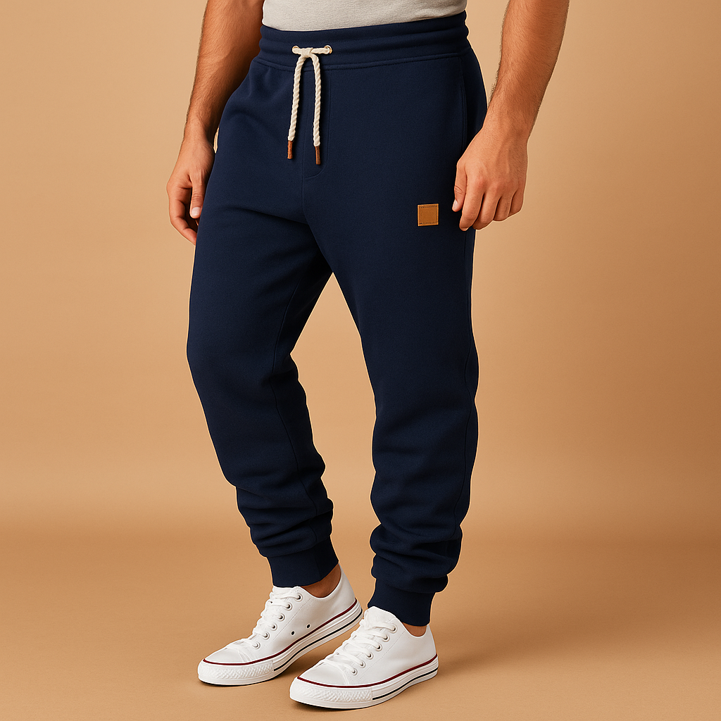 Comfortabele joggingbroek voor heren van katoenmix met verstelbare tailleband en zijzakken, perfect voor sport of ontspanning.