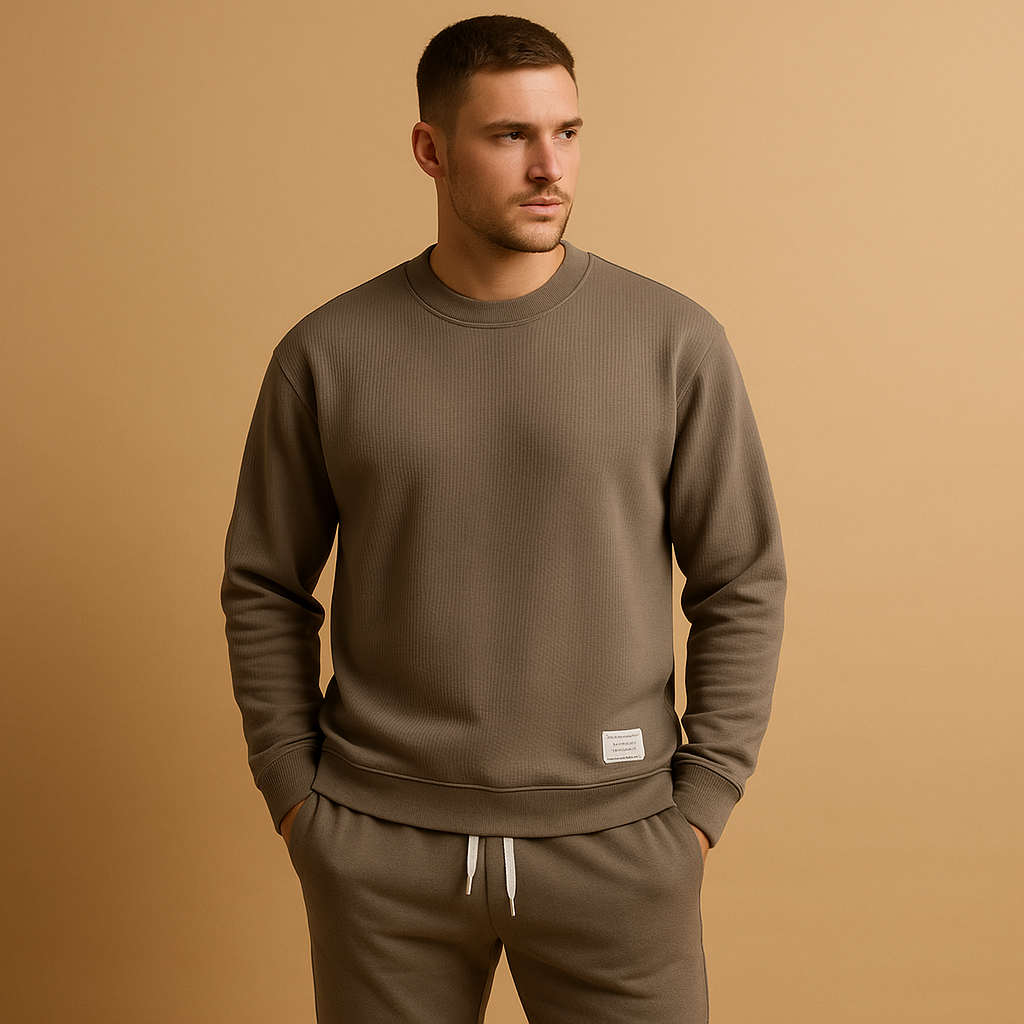 Joggingpak voor heren met sweater en jogging jeans, ideaal voor casual dagen en comfortabele momenten thuis of buiten.