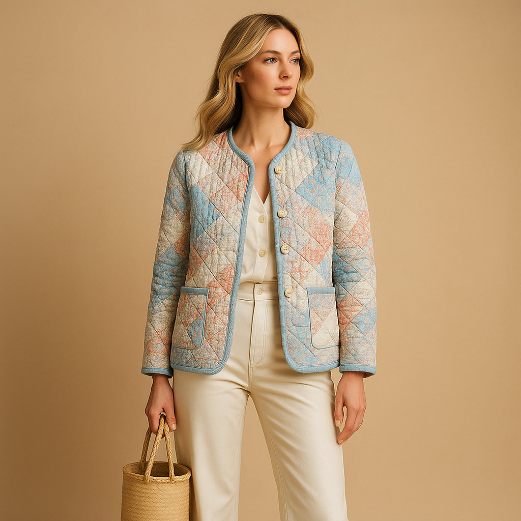 Damesjas van katoen met opvallende print en knoopsluiting, perfect voor casual looks en dagelijks comfort.