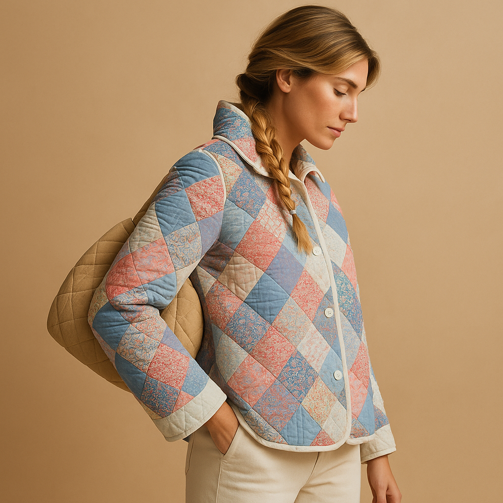Damesjas van katoen met opvallende print en knoopsluiting, perfect voor casual looks en dagelijks comfort.