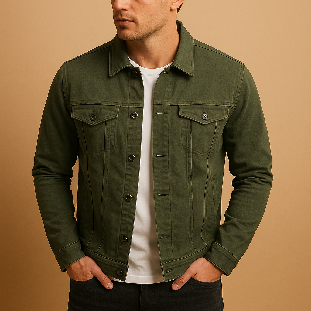 Klassiek herenoverhemd met lange mouwen in legergroen, ideaal voor formele en casual gelegenheden