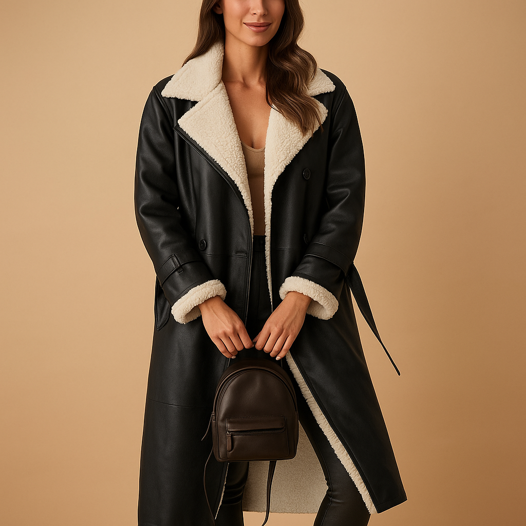 Lange winterjas met warme voering voor dames in zwart, kaki, abrikoos en bruin, met quilted binnenvoering en moderne pasvorm voor koude dagen.