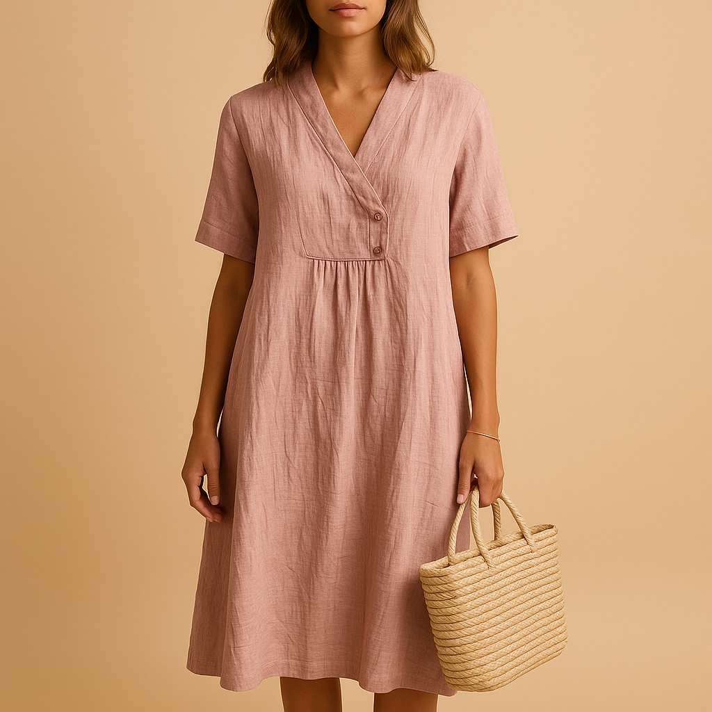 Lichte en ademende zomerjurk voor dames in losse pasvorm. Perfect voor warme dagen en geschikt voor zowel casual als feestelijke gelegenheden.