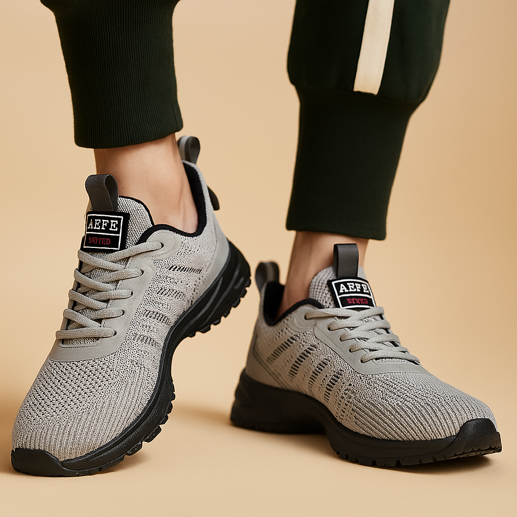 Lichtgewicht sportschoenen voor heren in oranje, grijs of groen met ademend ontwerp, comfortabele pasvorm en moderne uitstraling – ideaal voor dagelijks gebruik.