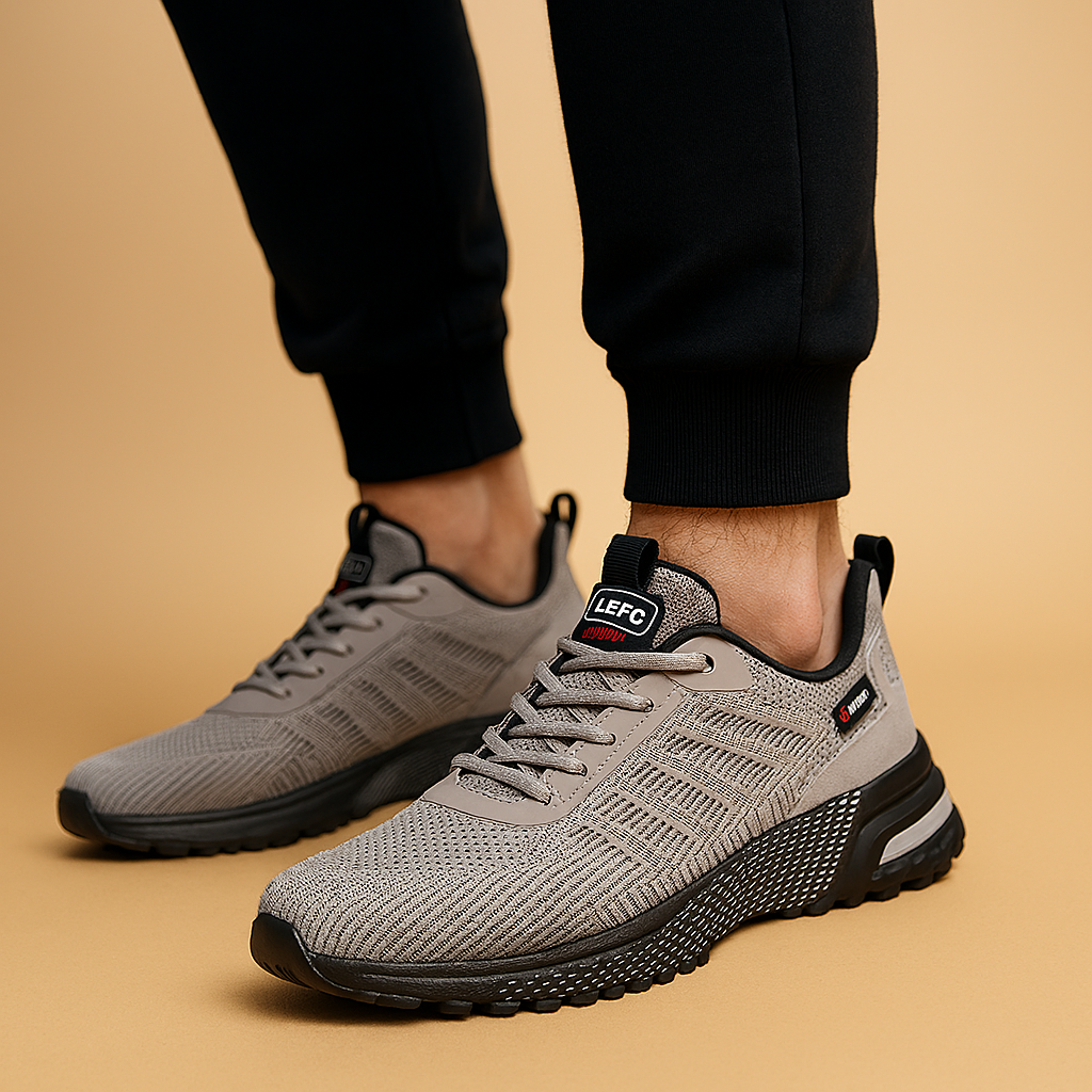 Lichtgewicht sportschoenen voor heren in oranje, grijs of groen met ademend ontwerp, comfortabele pasvorm en moderne uitstraling – ideaal voor dagelijks gebruik.
