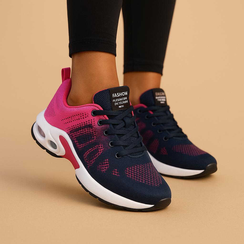 Lichtgewicht slip-on wandelschoenen voor dames met ademende stof en comfortabele zool, ideaal voor wandelen en dagelijks gebruik.