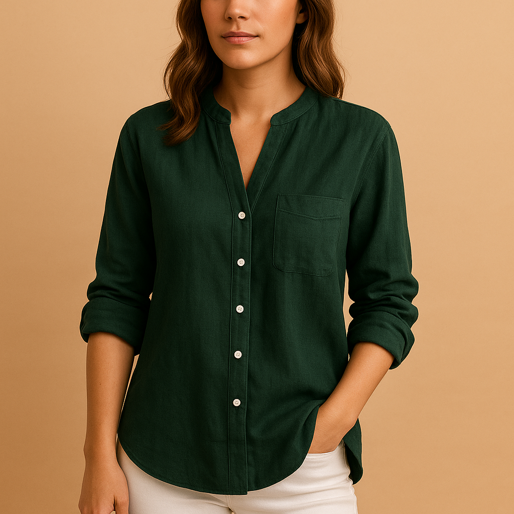 Stijlvol damesoverhemd met klassieke kraag, knoopsluiting en lange mouwen, perfect voor casual of formele outfits.