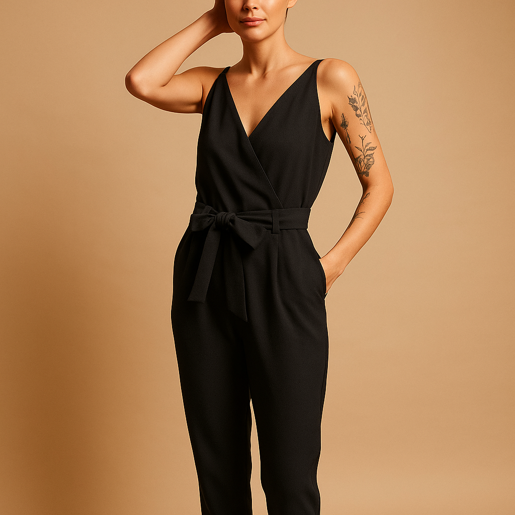 Luchtige dames jumpsuit met verstelbare tailleband en losse pasvorm, ideaal voor warme zomerdagen en casual elegantie.