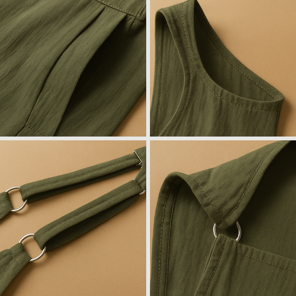 Luchtige dames jumpsuit van katoen en linnen met wijde pijpen in casual stijl, ideaal voor zomerse dagen en ontspannen momenten.