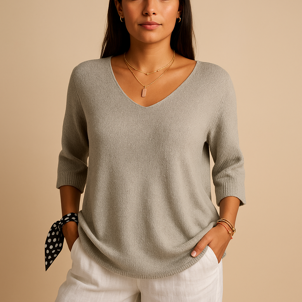 Dames top met moderne losse pasvorm in zachte luxe stof, ideaal voor dagelijks comfort en stijlvolle casual looks